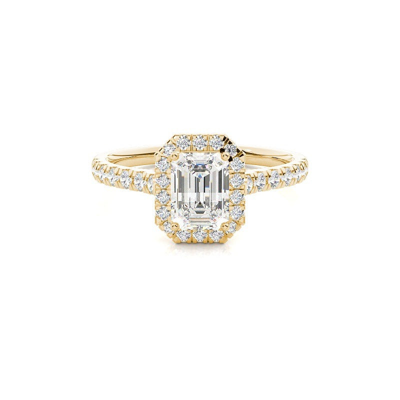 katrina emerald halo engagement ring setting with pavé band