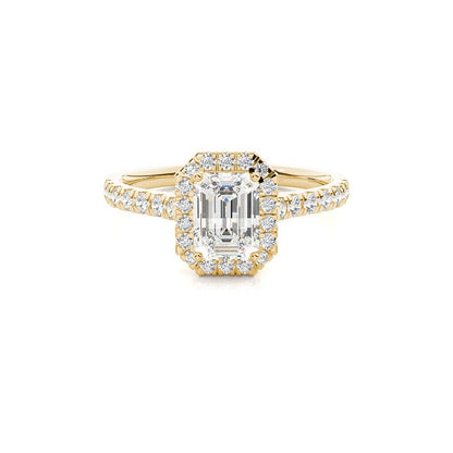 Katrina Emerald Halo Engagement Ring Setting with Pavé Band