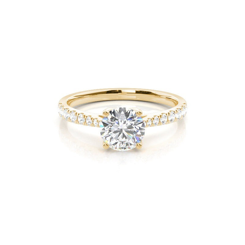 mondella 4 claw pavé round solitaire engagement ring setting