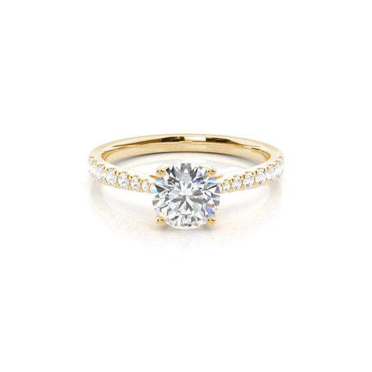 Mondella 4 Claw Pavé Round Solitaire Engagement Ring Setting