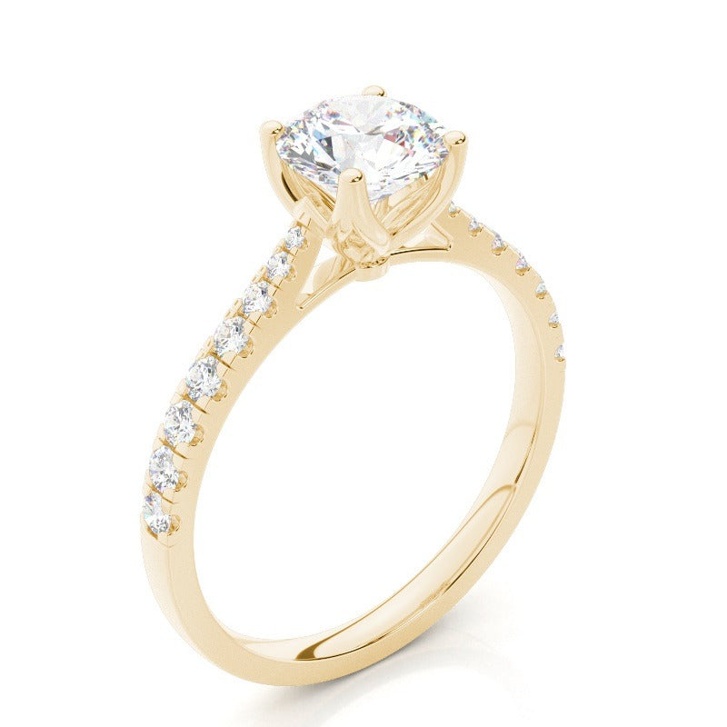 mondella 4 claw pavé round solitaire engagement ring setting