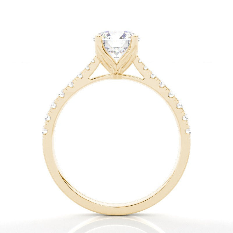 mondella 4 claw pavé round solitaire engagement ring setting