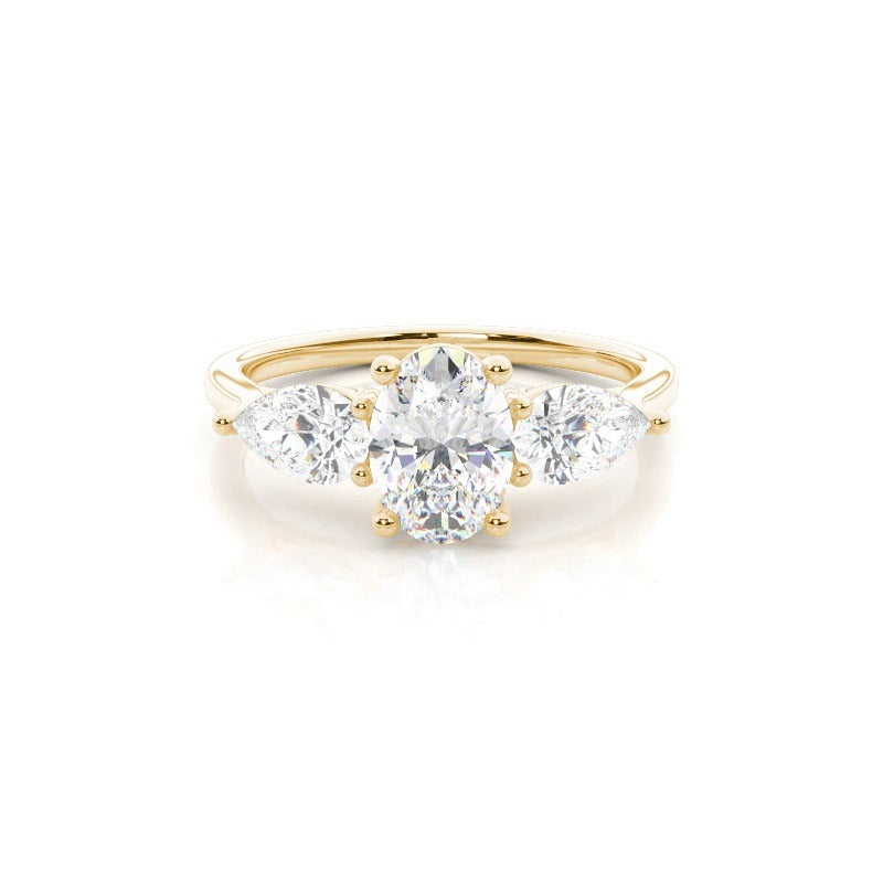 daisy oval trilogy solitaire diamond engagement ring setting yellow gold