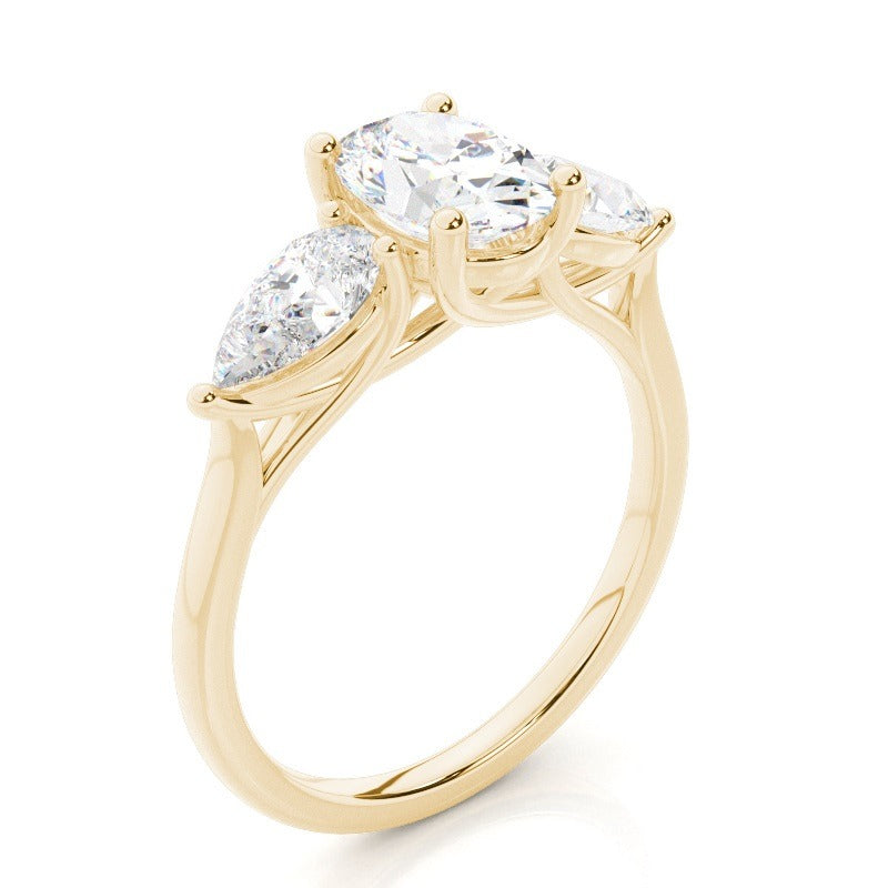 daisy oval trilogy solitaire diamond engagement ring setting yellow gold