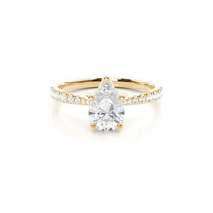 Chloe 5 Claw Pear Pavé Solitaire with Hidden Halo Lab Diamond Engagement Ring Setting