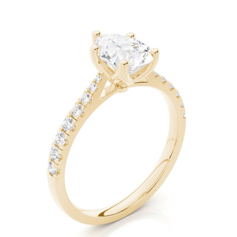 chloe 5 claw pear pavé solitaire with hidden halo lab diamond engagement ring setting