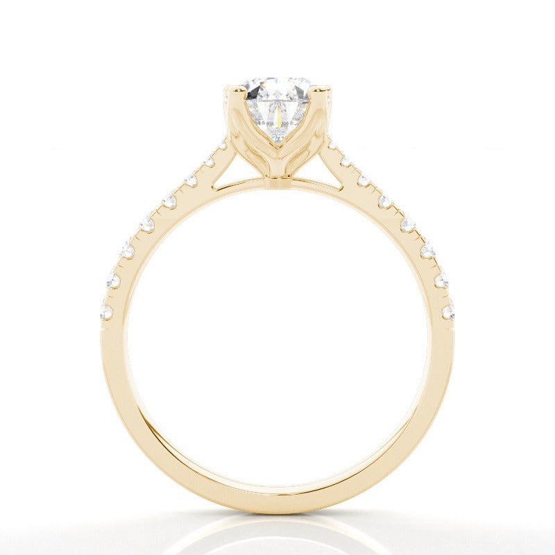 chloe 5 claw pear pavé solitaire with hidden halo lab diamond engagement ring setting