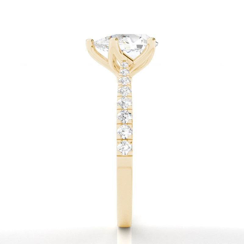 chloe 5 claw pear pavé solitaire with hidden halo lab diamond engagement ring setting