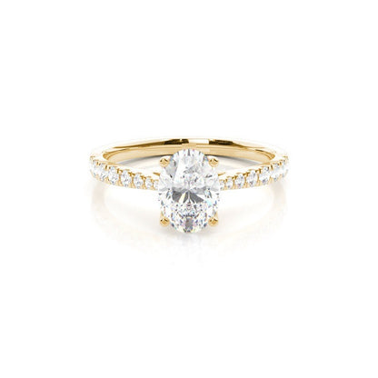 Charlie Oval Solitaire with Hidden Halo and Pavé Solitaire Lab Diamond Engagement Ring Setting