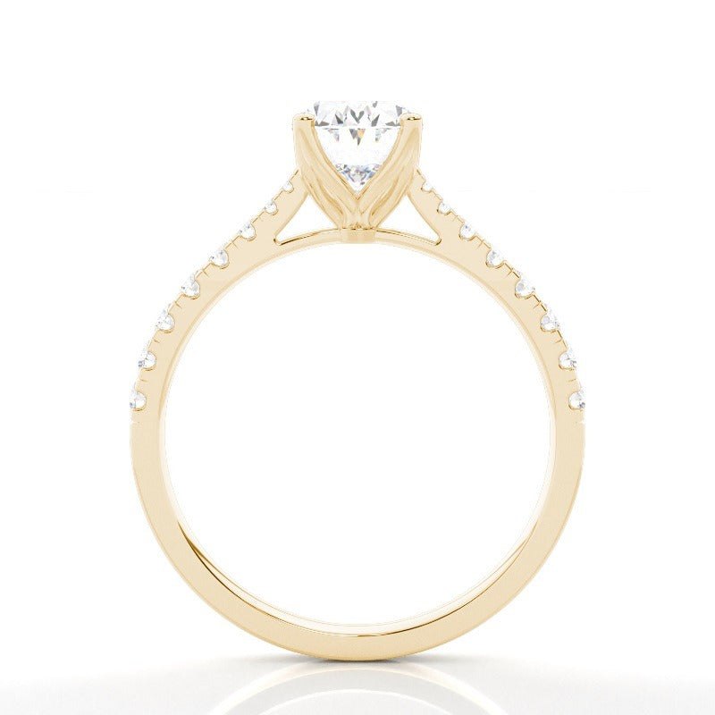 charlie oval solitaire with hidden halo and pavé solitaire lab diamond engagement ring setting