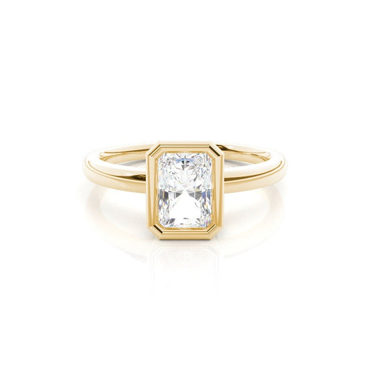 Jasmine Bezel Set Radiant Solitaire with Accent Stones Engagement Ring Setting