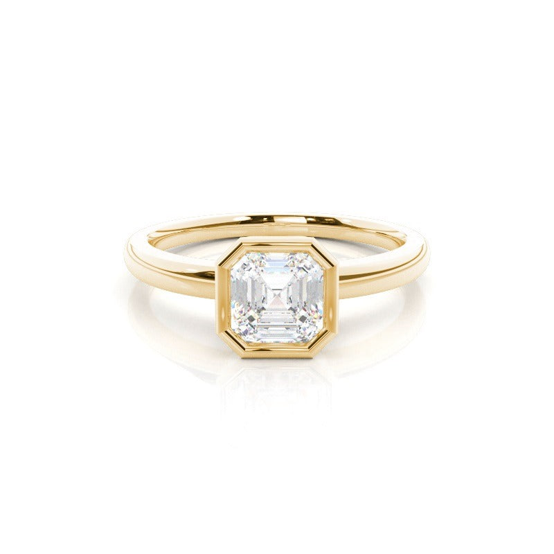 valeria bezel set asscher solitaire engagement ring setting