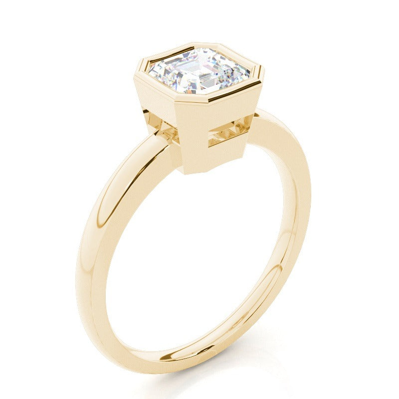 valeria bezel set asscher solitaire engagement ring setting