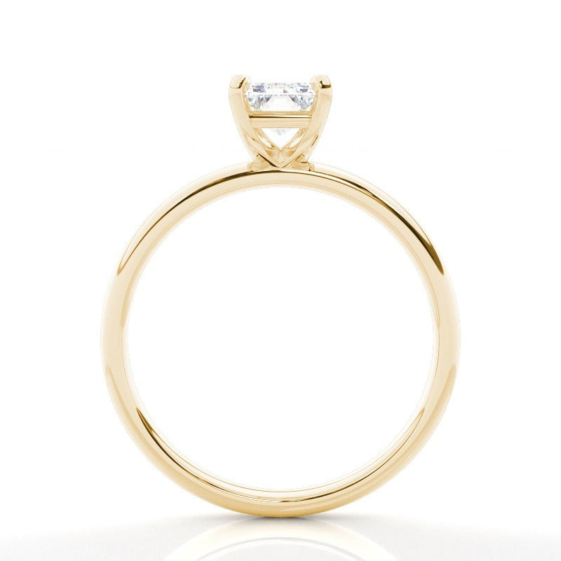 emerald cut 4 claw solitaire lab grown diamond engagement ring - 18k yellow gold