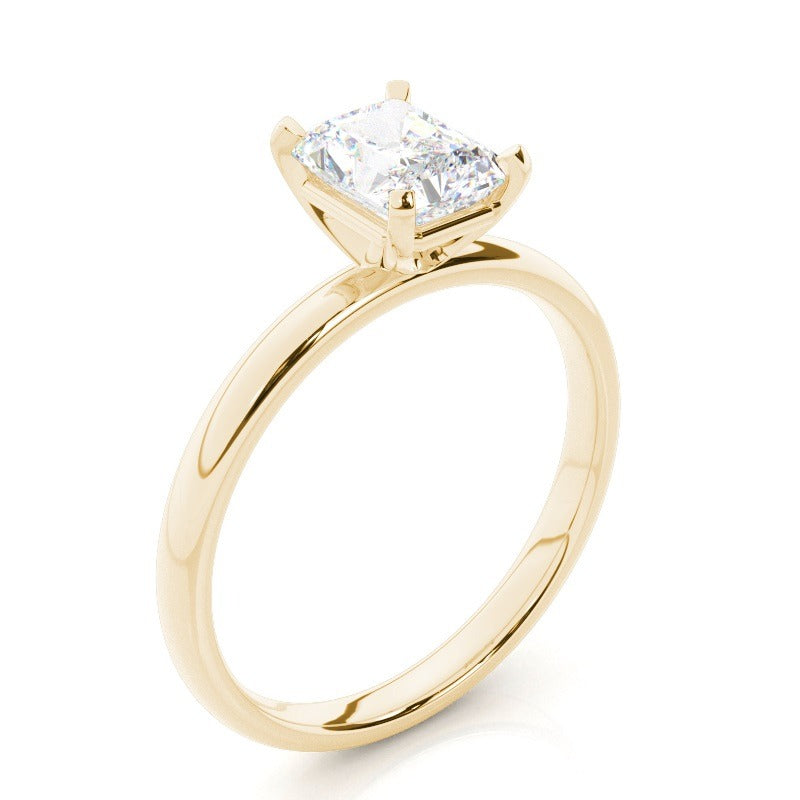 charlee 4 claw radiant solitare with hidden halo engagement ring setting