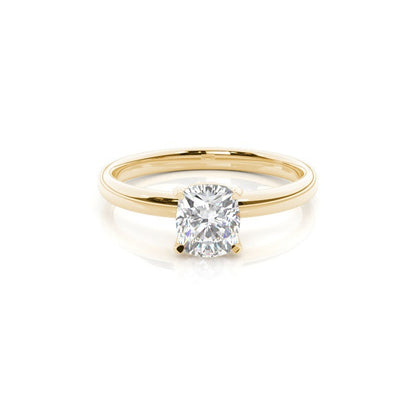 Cushion Cut 4 Claw Solitaire - Lab Grown Diamond Engagement Ring - 18K Yellow Gold