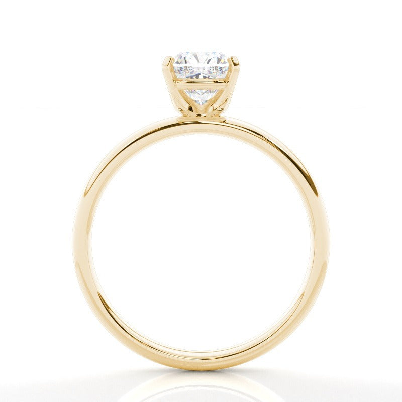 cushion cut 4 claw solitaire - lab grown diamond engagement ring - 18k yellow gold