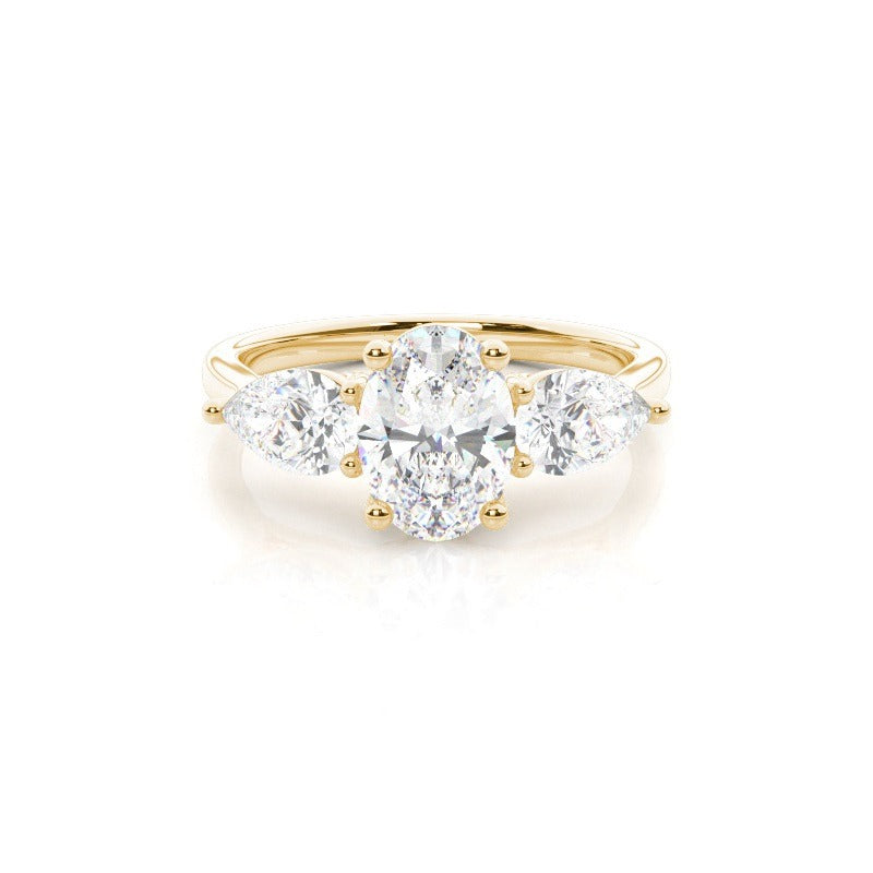 oval trilogy diamond ring with pear side stones