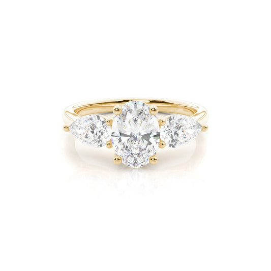 Oval Trilogy Diamond Ring with Pear Side Stones