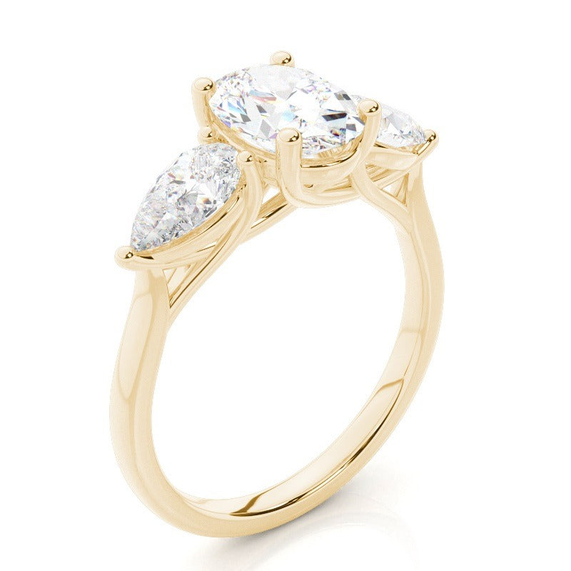 Anna Trilogy 3-Stone Engagement Ring Setting with Pear Side Stones AG & CO Jewellery