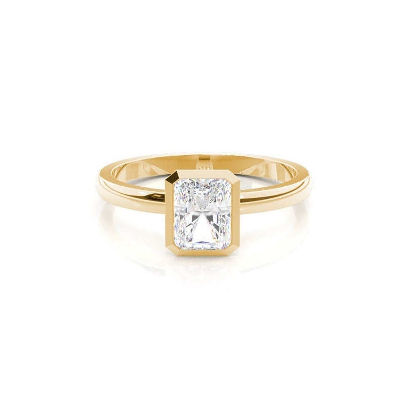 radiant bezel setting solitaire diamond engagement ring