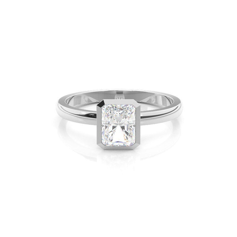 radiant bezel setting solitaire diamond engagement ring