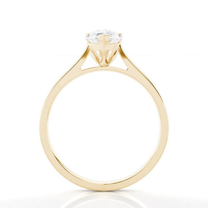 Pear Solitaire Cathedral Lab Grown Diamond Engagement Ring 14K Solid Yellow Gold