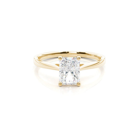 Radiant Solitaire Lab Grown Diamond Engagement Ring 14K Solid Yellow Gold