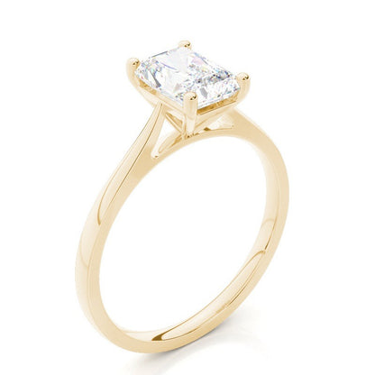 Radiant Solitaire Lab Grown Diamond Engagement Ring 14K Solid Yellow Gold