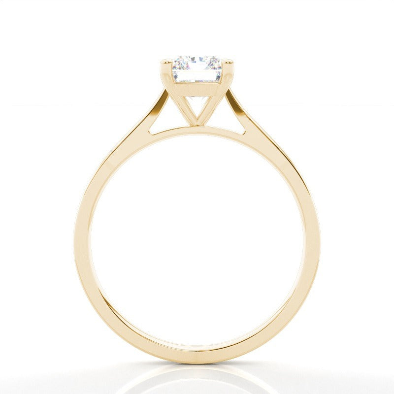 radiant solitaire lab grown diamond engagement ring 14k solid yellow gold