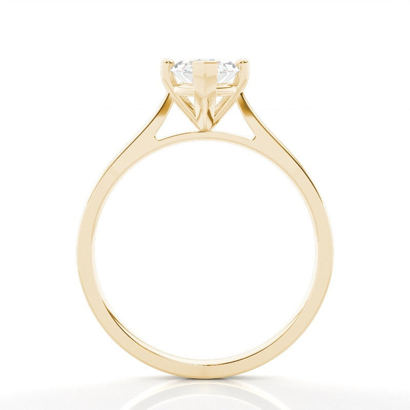 marquise solitaire cathedral lab grown diamond engagement ring 14k solid yellow gold