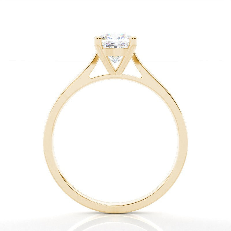 cushion solitaire cathedral lab grown diamond engagement ring 14k solid yellow gold