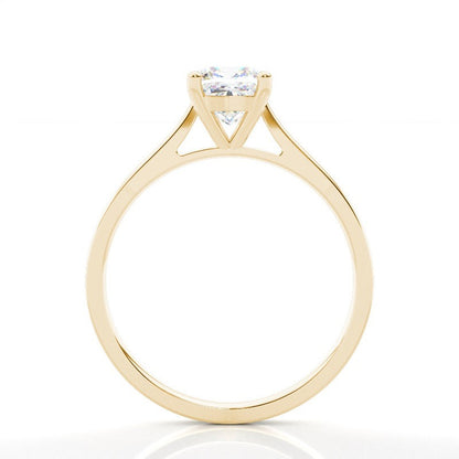 Cushion Solitaire Cathedral Lab Grown Diamond Engagement Ring 14K Solid Yellow Gold