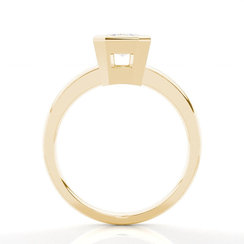 bezel oval engagement ring 18k solid yellow gold