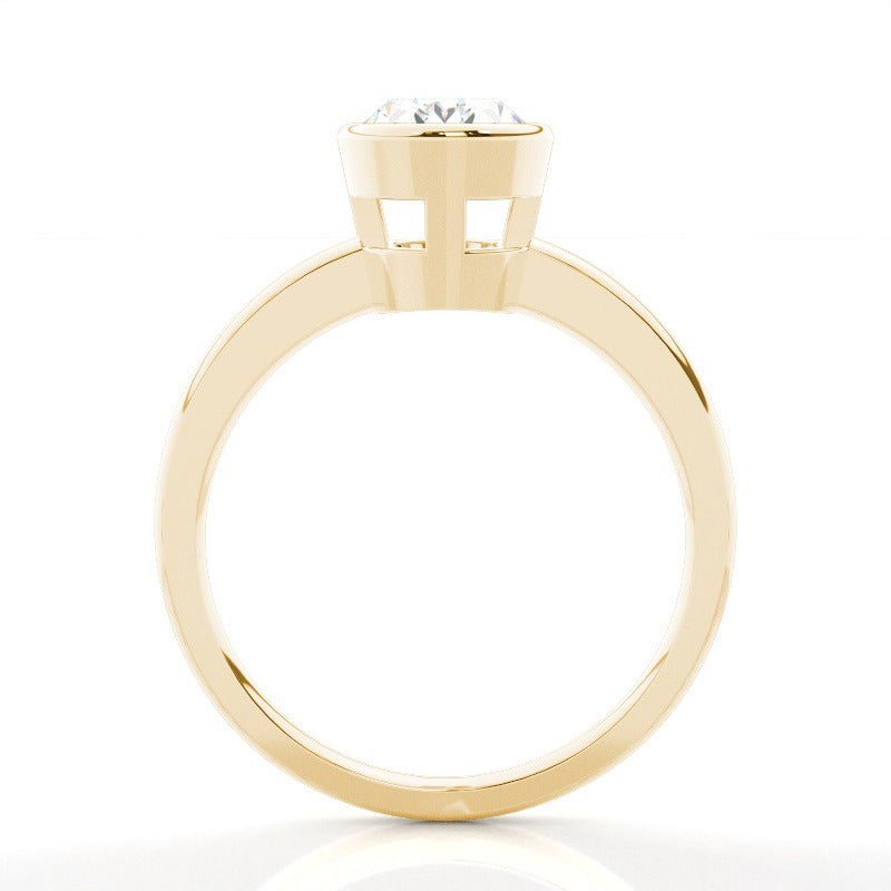 bezel oval engagement ring 18k solid yellow gold