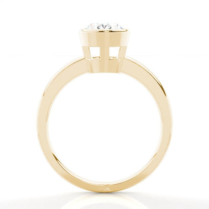 Bezel Oval Engagement Ring 18K Solid Yellow Gold