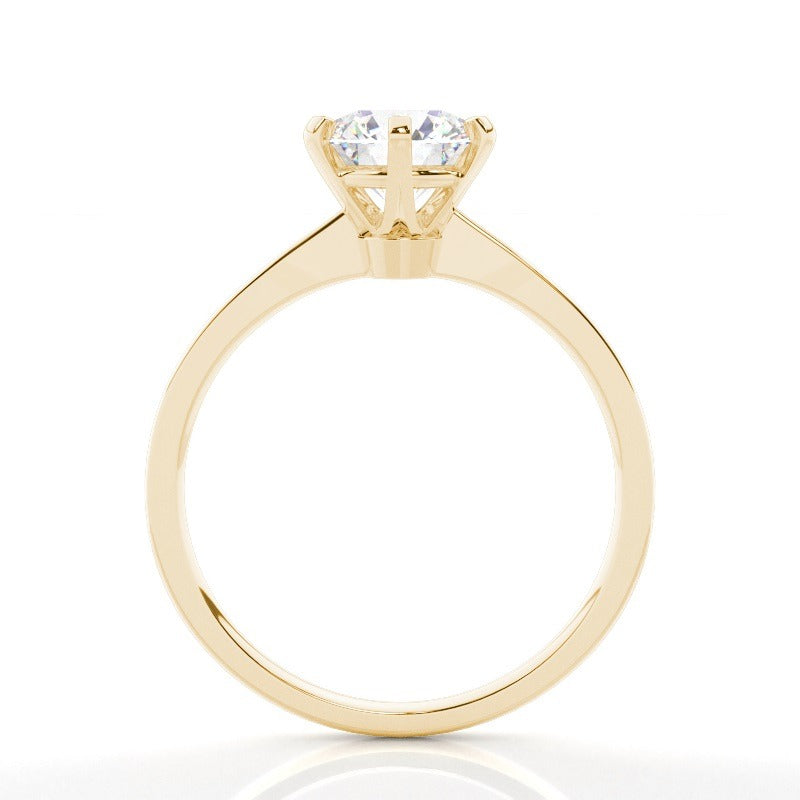 6 prong round solitaire engagement ring 18k solid yellow gold