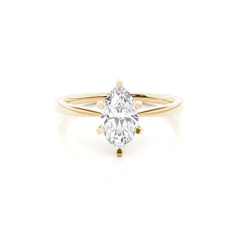 6 prong marquise solitaire engagement ring 18k solid yellow gold