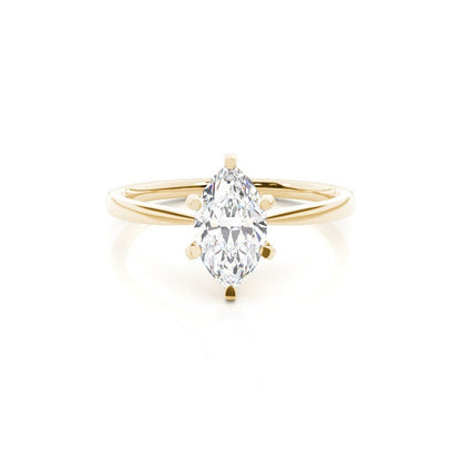 6 Prong Marquise Solitaire Engagement Ring 18K Solid Yellow Gold