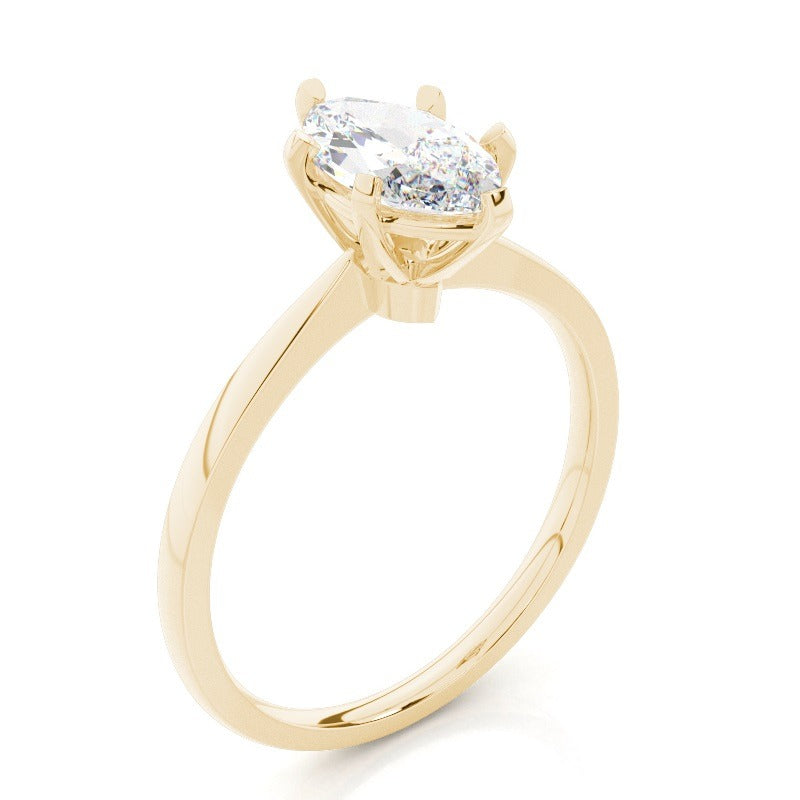 6 prong marquise solitaire engagement ring 18k solid yellow gold