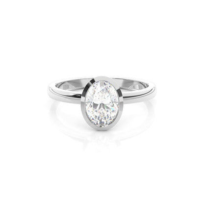 Oval Bezel Setting Solitaire Diamond Engagement Ring