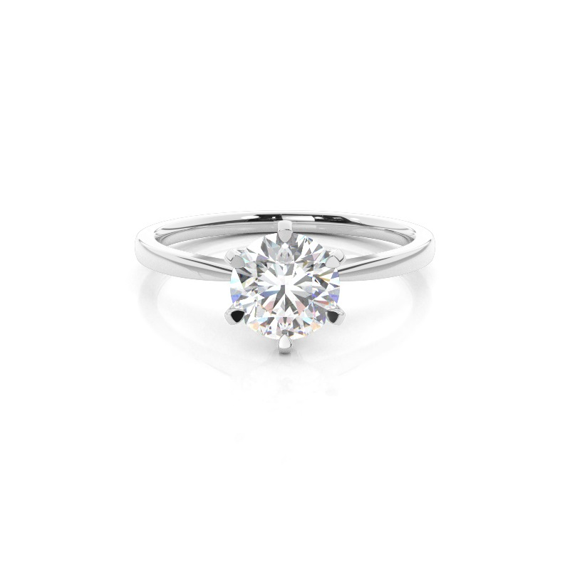 4.00 carat 6 claw round solitaire engagement ring - lab grown diamond - 14k gold