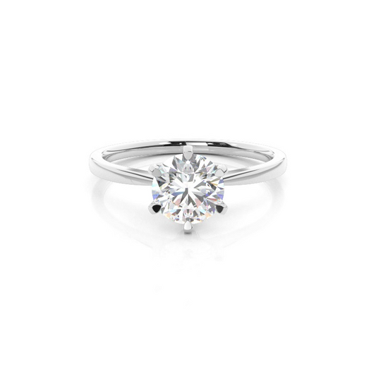 4.00 Carat 6 Claw Round Solitaire Engagement Ring - Lab Grown Diamond - 14K Gold