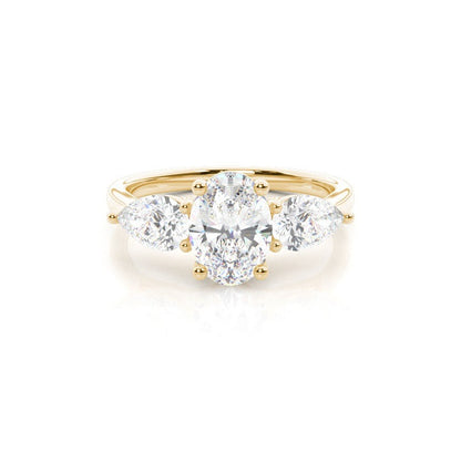 Angelina Prong Setting Oval and Pear Trilogy Diamond Engagement Ring