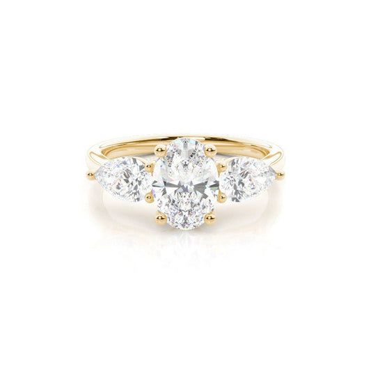 Angelina Prong Setting Oval and Pear Trilogy Diamond Engagement Ring