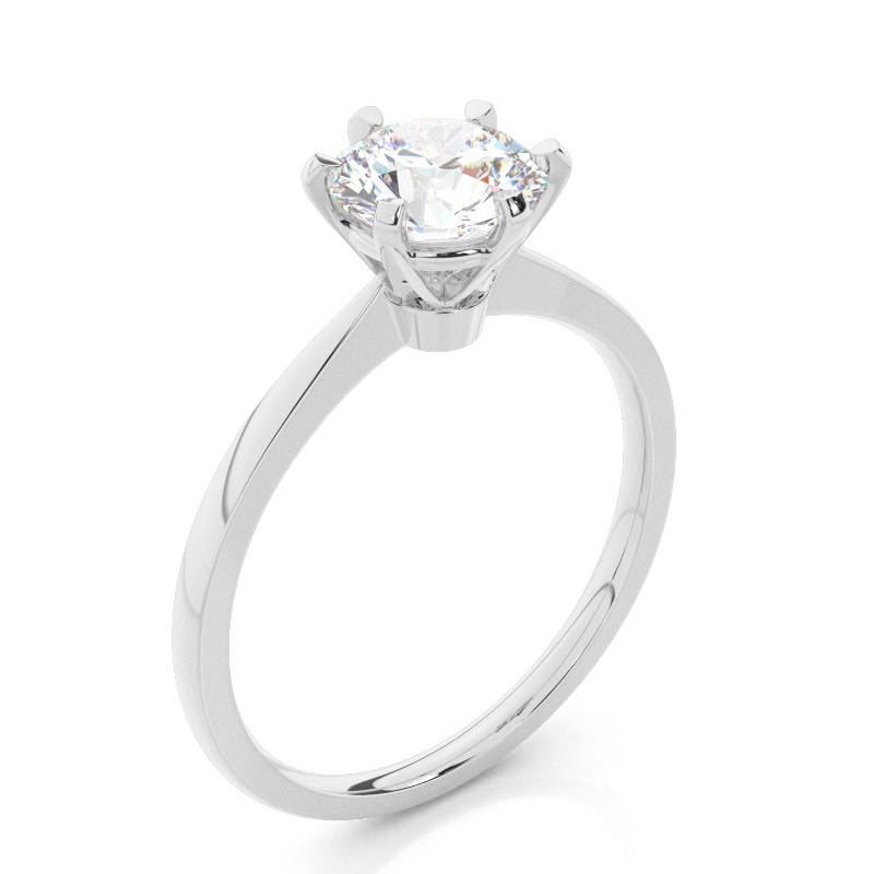 4.00 carat 6 claw round solitaire engagement ring - lab grown diamond - 14k gold