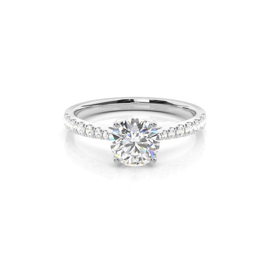 Cathedral Side Stones Diamond Engagement Ring 4 Claw Round Lab Grown Diamond