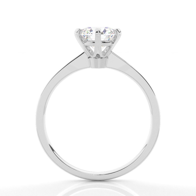 4.00 carat 6 claw round solitaire engagement ring - lab grown diamond - 14k gold