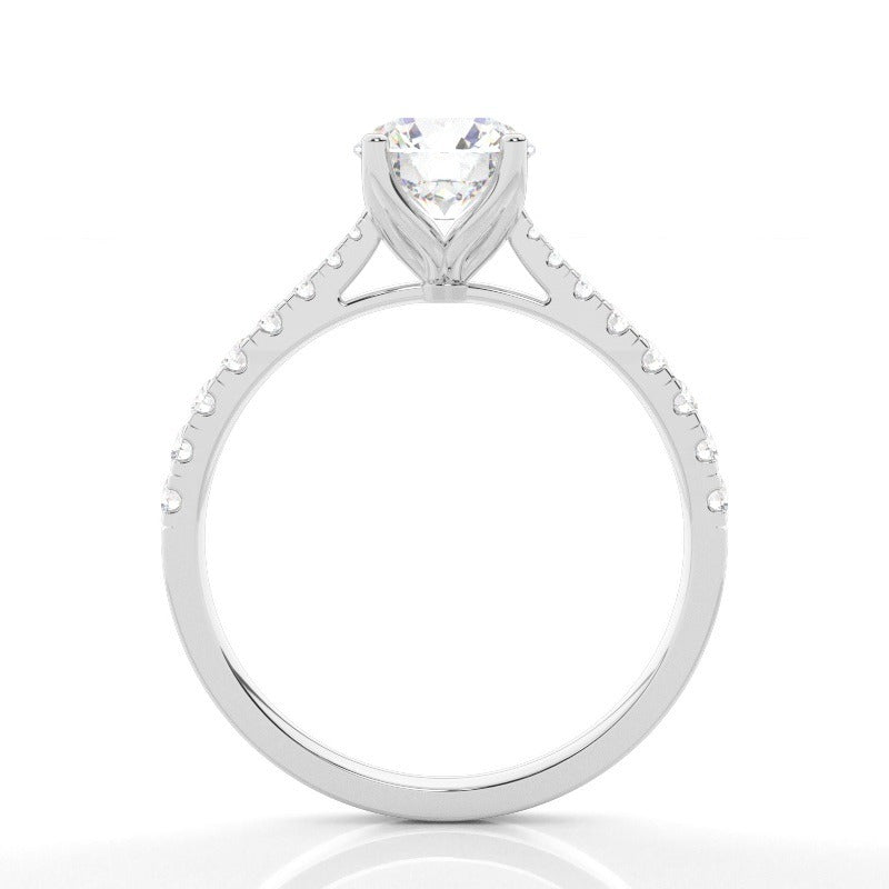 cathedral side stones diamond engagement ring 4 claw round lab grown diamond