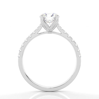 Cathedral Side Stones Diamond Engagement Ring 4 Claw Round Lab Grown Diamond